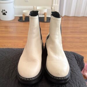 Marc Fisher White and Black Ankle Boots